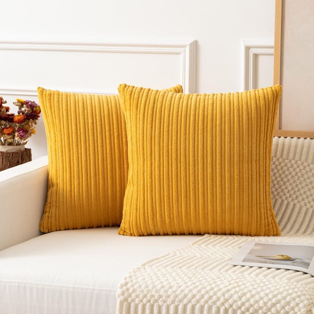 5802 Kevin Textile Set of 2 Plush Velvet Corduroy Throw Euro Pillow Sham